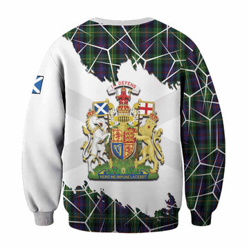 Farquharson Tartan Sweatshirt with Family Crest and Lion Rampant Grunge Style