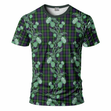 Farquharson Tartan T-Shirt Seamless Scottish Thistle Flowers