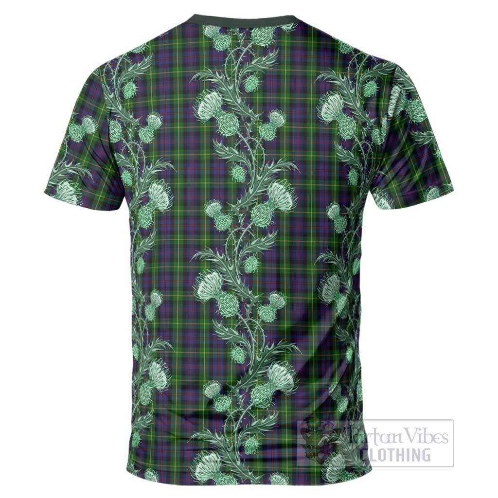 Farquharson Tartan T-Shirt Seamless Scottish Thistle Flowers