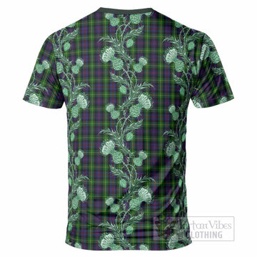 Farquharson Tartan T-Shirt Seamless Scottish Thistle Flowers