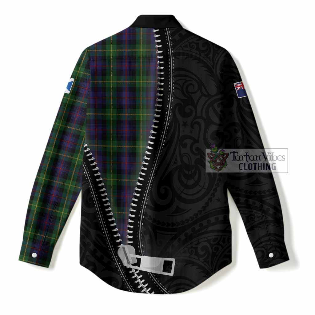 Farquharson Tartan Women Casual Shirt New Zealand Pattern Unique Zipper Stylized
