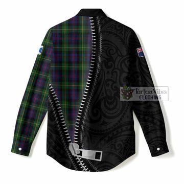 Farquharson Tartan Women Casual Shirt New Zealand Pattern Unique Zipper Stylized