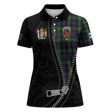 Farquharson Tartan Women Polo Shirt New Zealand Pattern Unique Zipper Stylized