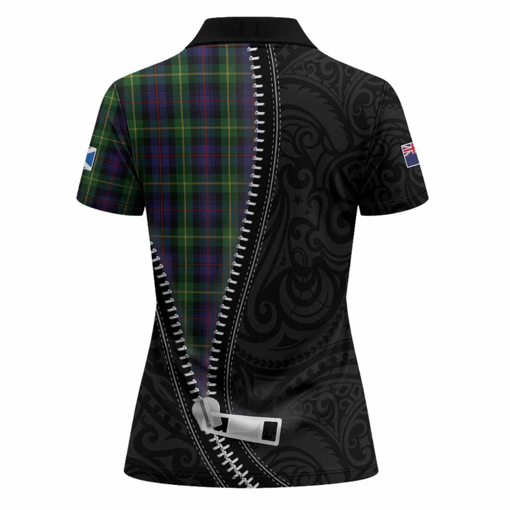 Farquharson Tartan Women Polo Shirt New Zealand Pattern Unique Zipper Stylized