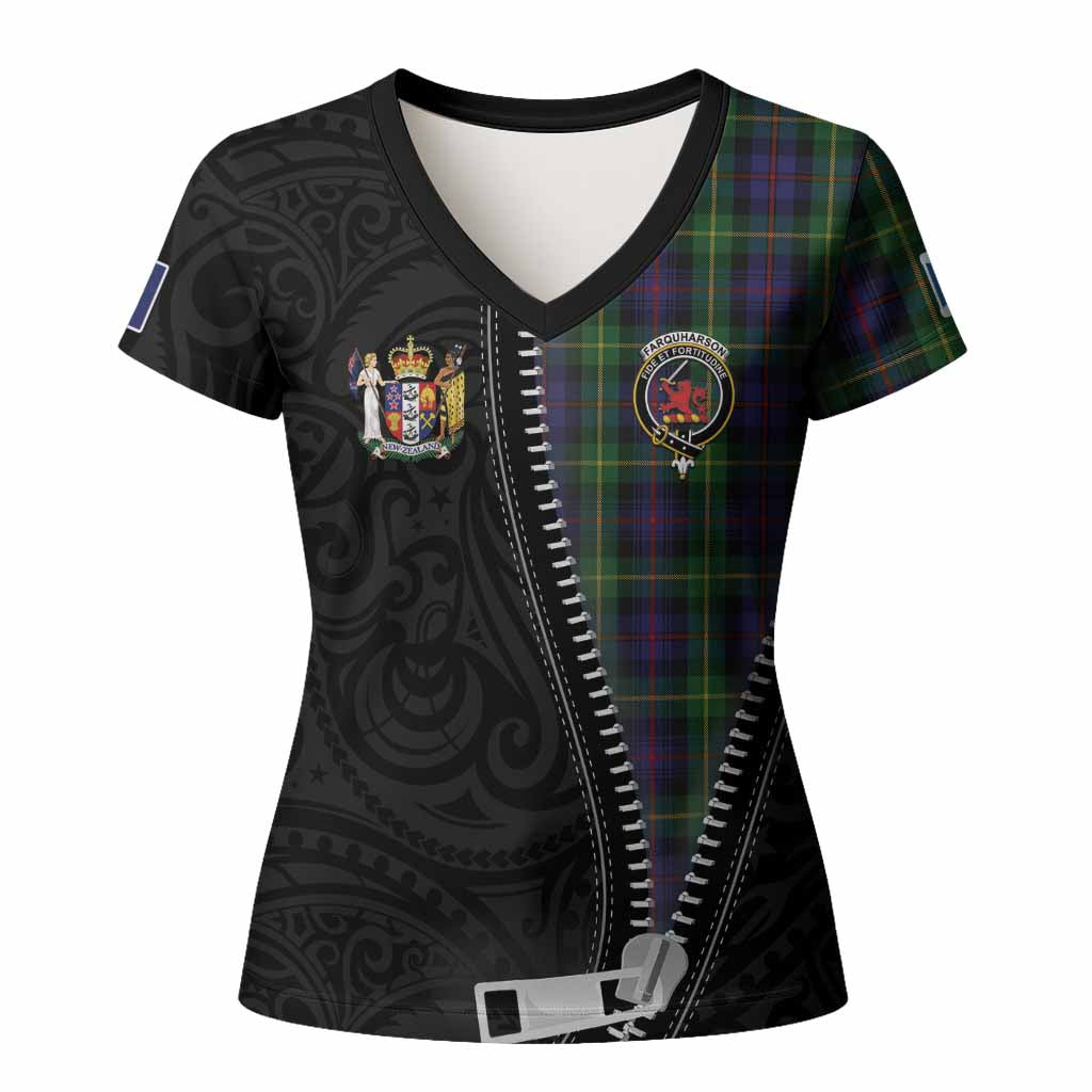 Farquharson Tartan Women T shirt New Zealand Pattern Unique Zipper Stylized