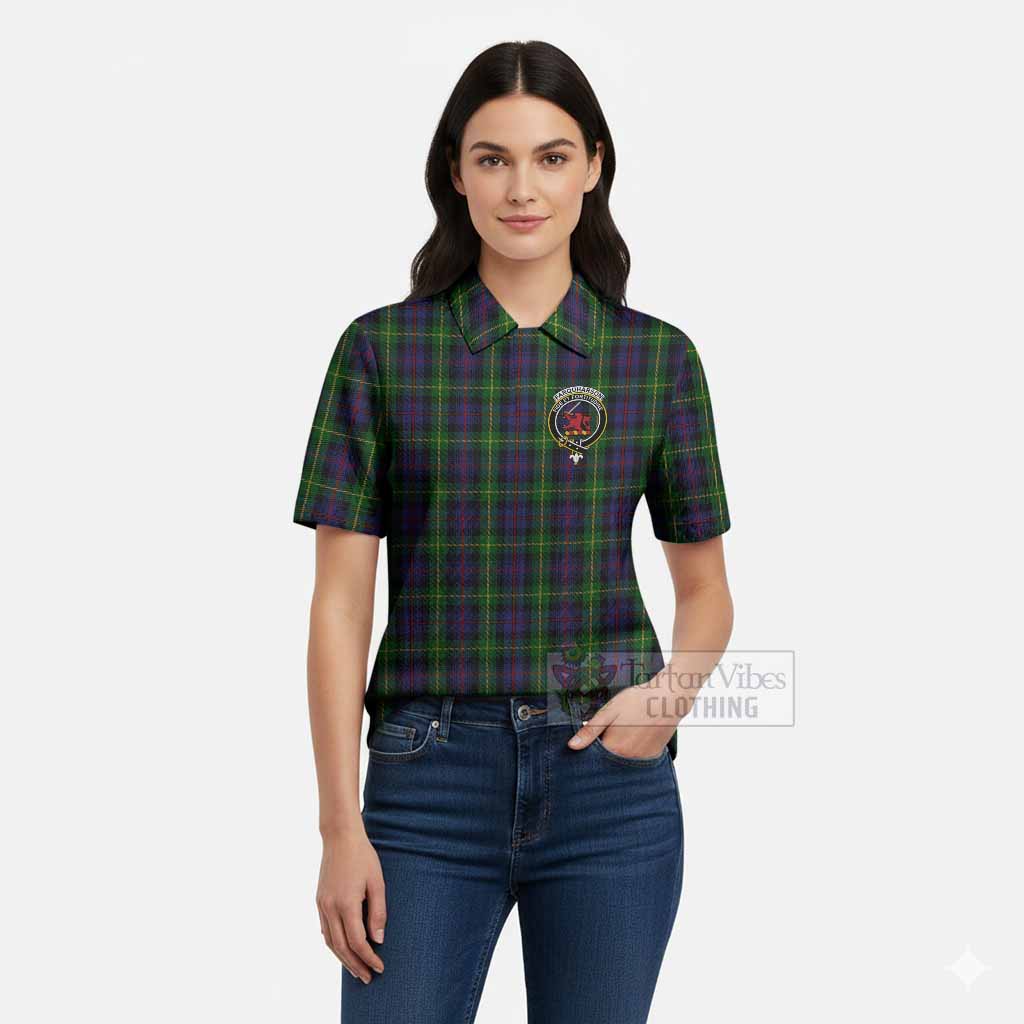Farquharson Tartan Women’s Polo Sweater Top with Family Crest