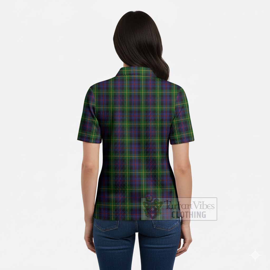 Farquharson Tartan Women’s Polo Sweater Top with Family Crest