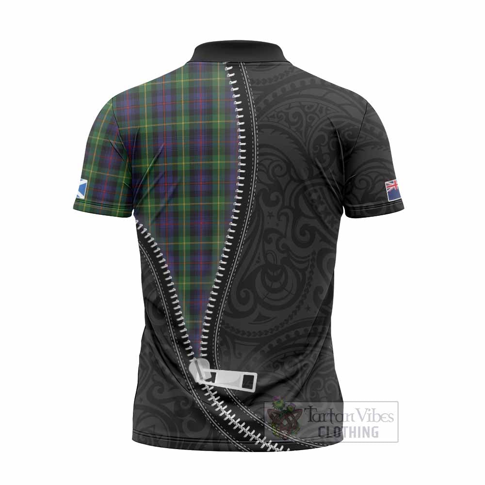 Farquharson Tartan Zipper Polo Shirt New Zealand Pattern Unique Zipper Stylized