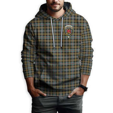 Farquharson Weathered Tartan Hoodie with Family Crest