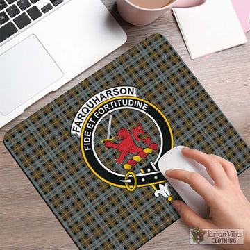 Farquharson Weathered Tartan Mouse Pad with Family Crest