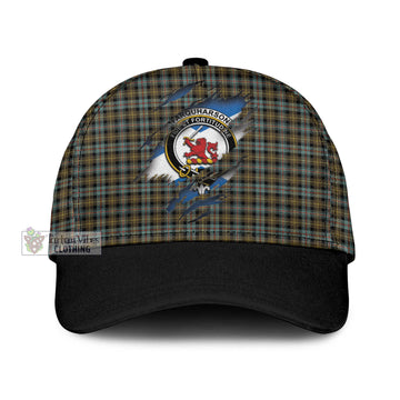 Farquharson Weathered Tartan Classic Cap with Family Crest In Me Style