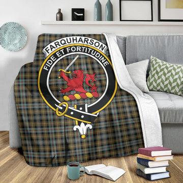 Farquharson Weathered Tartan Blanket with Family Crest