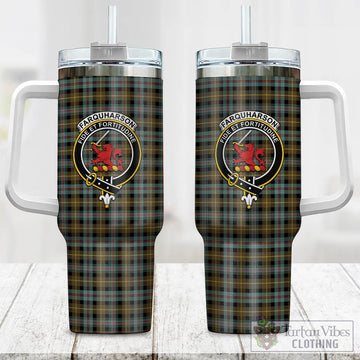 Farquharson Weathered Tartan and Family Crest Tumbler with Handle
