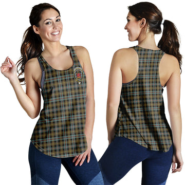 Farquharson Weathered Tartan Women Racerback Tanks with Family Crest