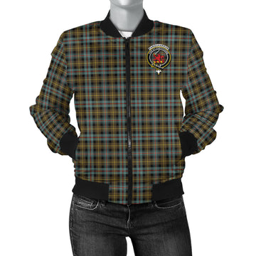 Farquharson Weathered Tartan Bomber Jacket with Family Crest