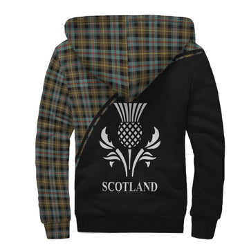 Farquharson Weathered Tartan Sherpa Hoodie with Family Crest Curve Style