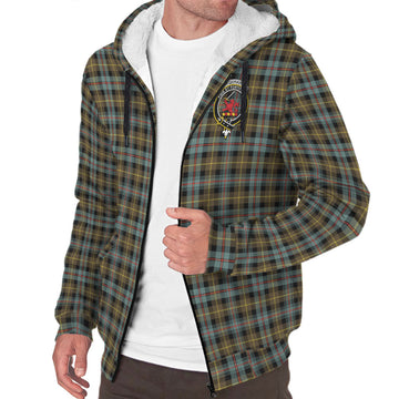 Farquharson Weathered Tartan Sherpa Hoodie with Family Crest