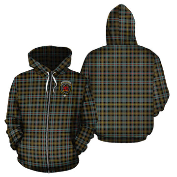 Farquharson Weathered Tartan Hoodie with Family Crest