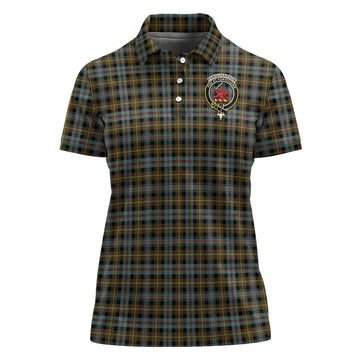 Farquharson Weathered Tartan Polo Shirt with Family Crest For Women