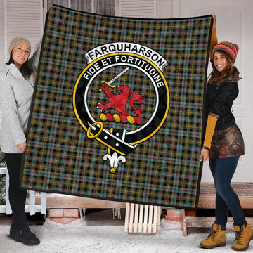 Farquharson Weathered Tartan Quilt with Family Crest