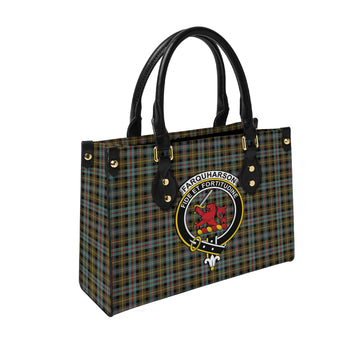 Farquharson Weathered Tartan Leather Bag with Family Crest