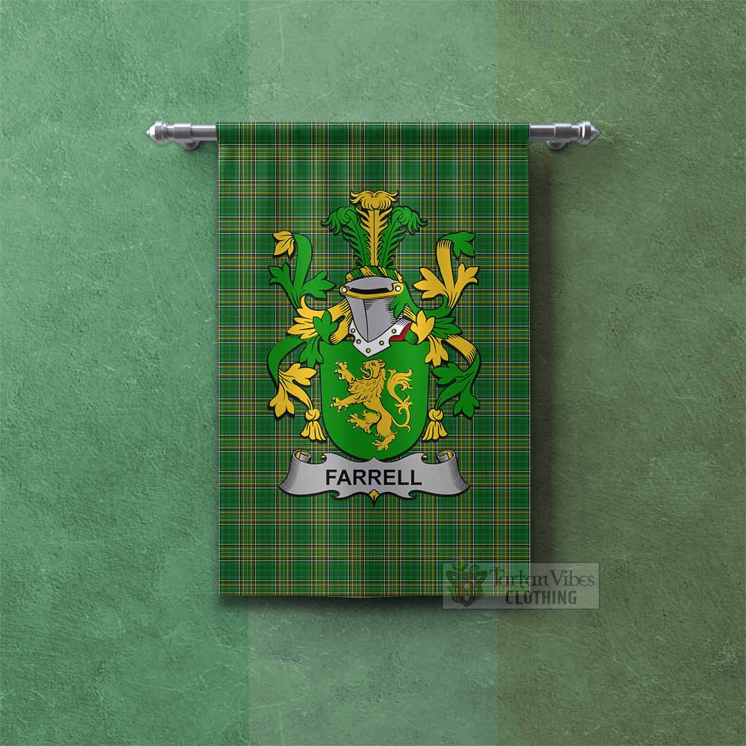 Tartan Vibes Clothing Farrell Irish Clan Tartan Gonfalon, Tartan Banner with Coat of Arms