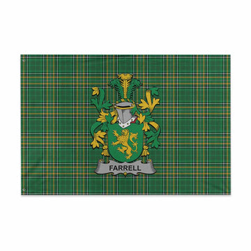 Tartan Vibes Clothing Farrell Irish Clan Tartan House Flag with Coat of Arms