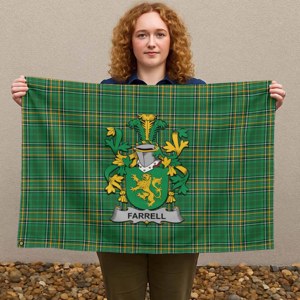 Tartan Vibes Clothing Farrell Irish Clan Tartan House Flag with Coat of Arms