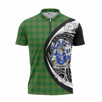 Faulkner Irish Clan Zipper Polo Shirt Celtic Circle Style Unisex - Tartan Vibes Clothing