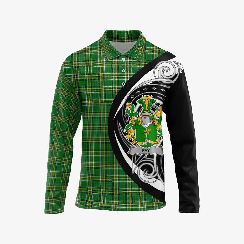 Tartan Vibes Clothing Fay Irish Clan Long Sleeve Polo Shirt Celtic Circle Style