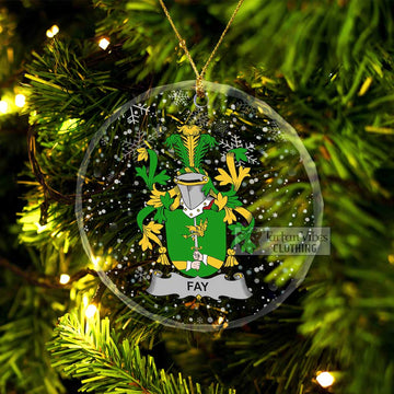 Tartan Vibes Clothing Fay Irish Clan Christmas Glass Ornament with Coat of Arms