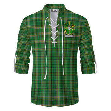 Tartan Vibes Clothing Fay Irish Clan Tartan Ghillie Kilt Shirt with Coat of Arms