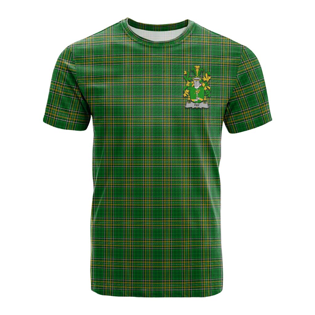 Tartan Vibes Clothing Fay Irish Clan Tartan Cotton T-shirt with Coat of Arms