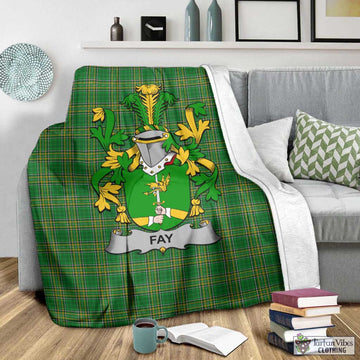 Tartan Vibes Clothing Fay Irish Clan Tartan Blanket with Coat of Arms