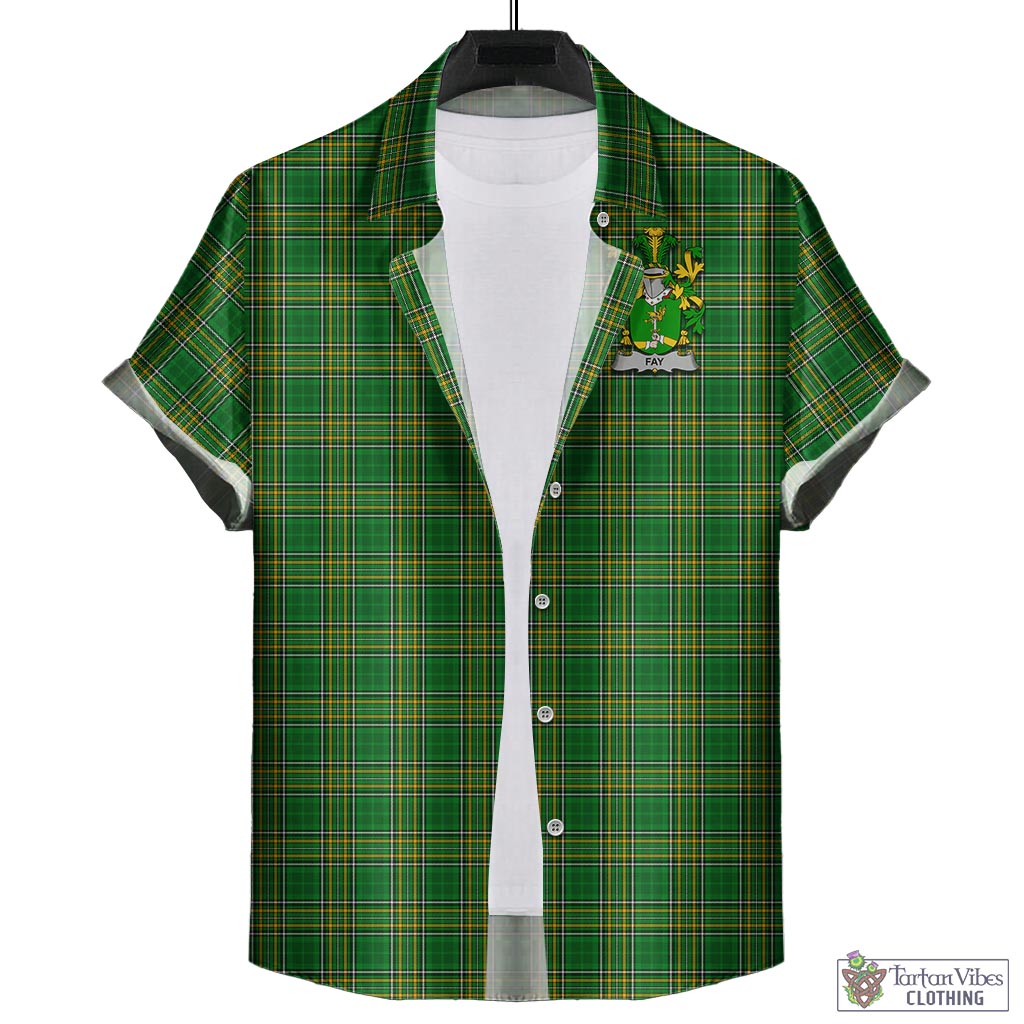 Tartan Vibes Clothing Fay Ireland Clan Tartan Short Sleeve Button Up with Coat of Arms