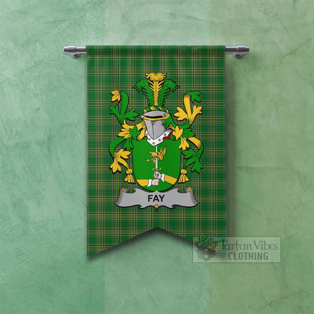 Tartan Vibes Clothing Fay Irish Clan Tartan Gonfalon, Tartan Banner with Coat of Arms
