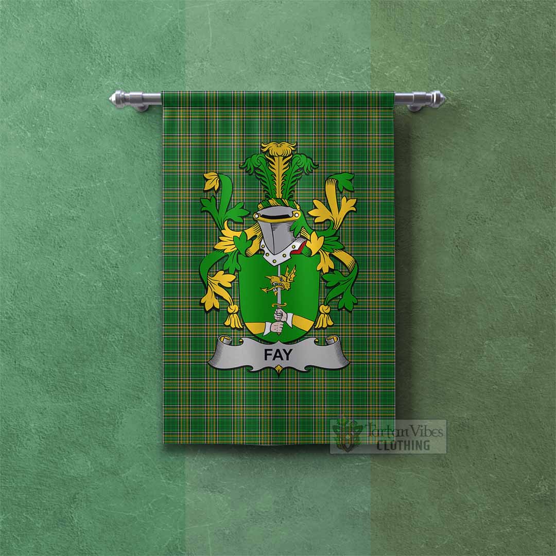 Tartan Vibes Clothing Fay Irish Clan Tartan Gonfalon, Tartan Banner with Coat of Arms