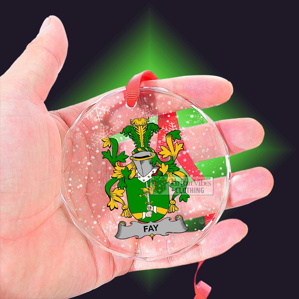 Tartan Vibes Clothing Fay Irish Clan Christmas Glass Ornament with Coat of Arms
