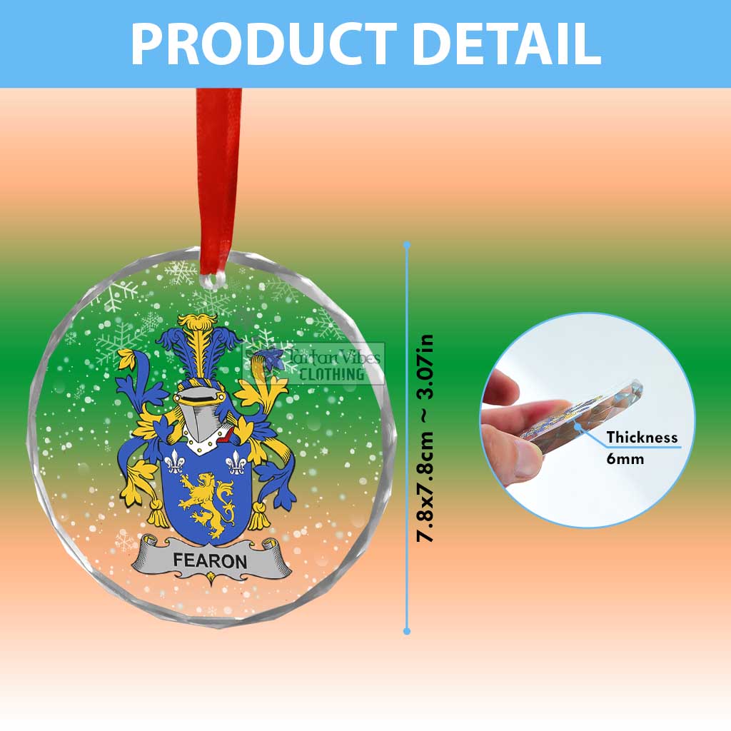 Tartan Vibes Clothing Fearon Irish Clan Christmas Glass Ornament with Coat of Arms