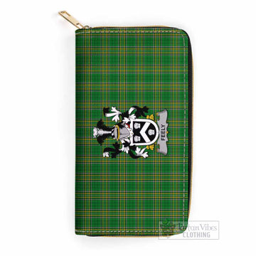 Feely Irish Clan Tartan Women's Leather Wallet with Coat of Arms