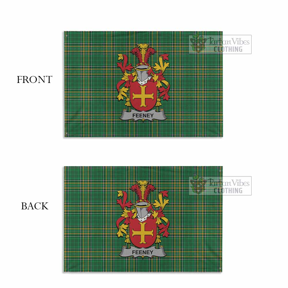 Tartan Vibes Clothing Feeney Irish Clan Tartan House Flag with Coat of Arms