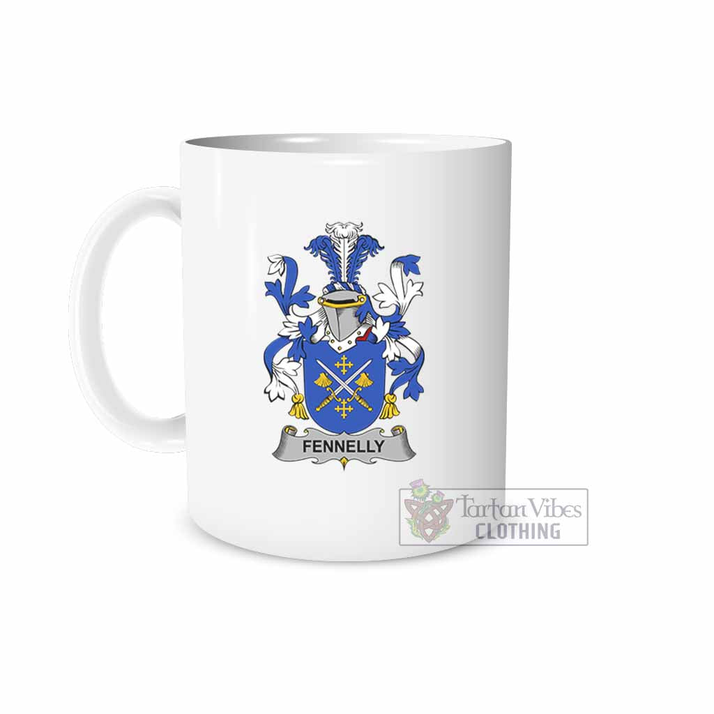 Fennelly Irish Clan Coat of Arms Ceramic Mug White - 2D-tartanvibesclothing