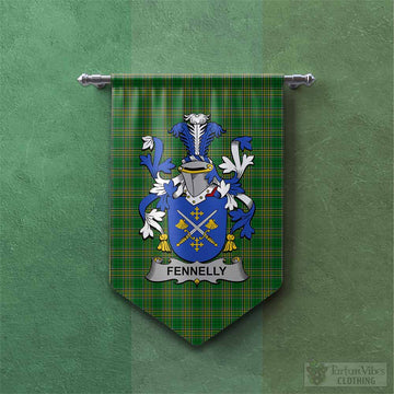 Fennelly Irish Clan Tartan Gonfalon, Tartan Banner with Coat of Arms