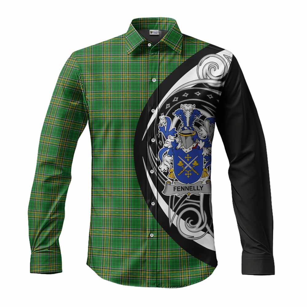 Tartan Vibes Clothing Fennelly Irish Clan Long Sleeve Button Shirt Celtic Circle Style