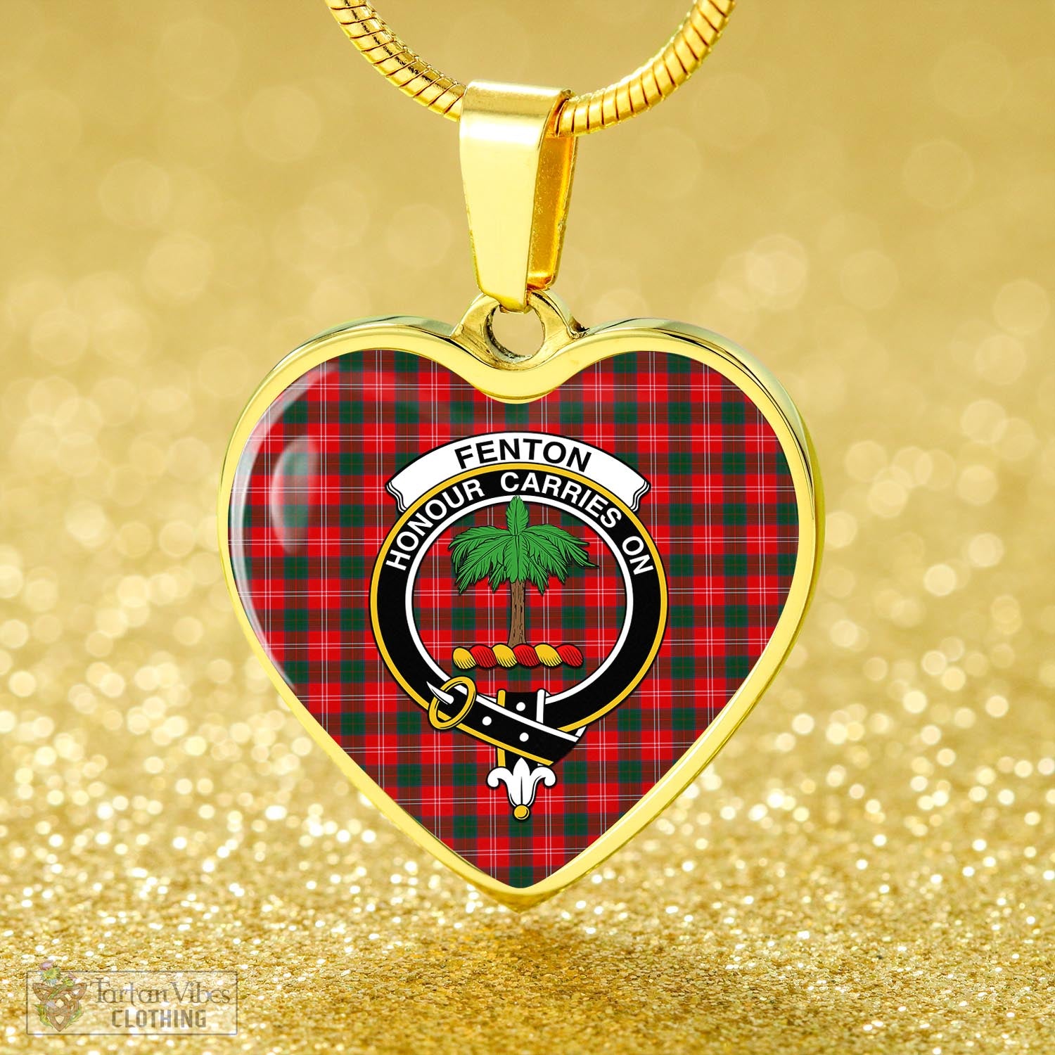 Fenton Tartan Heart Necklace with Family Crest - Tartan Vibes Clothing