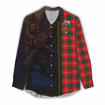 Fenton Tartan Family Crest Women's Casual Shirt Alba Gu Brath Be Brave Lion Ancient Style Female - Tartan Vibes Clothing
