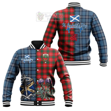 Fenton Tartan Baseball Jacket Happy St. Andrew's Day Half Tartan Style Unisex - Tartan Vibes Clothing