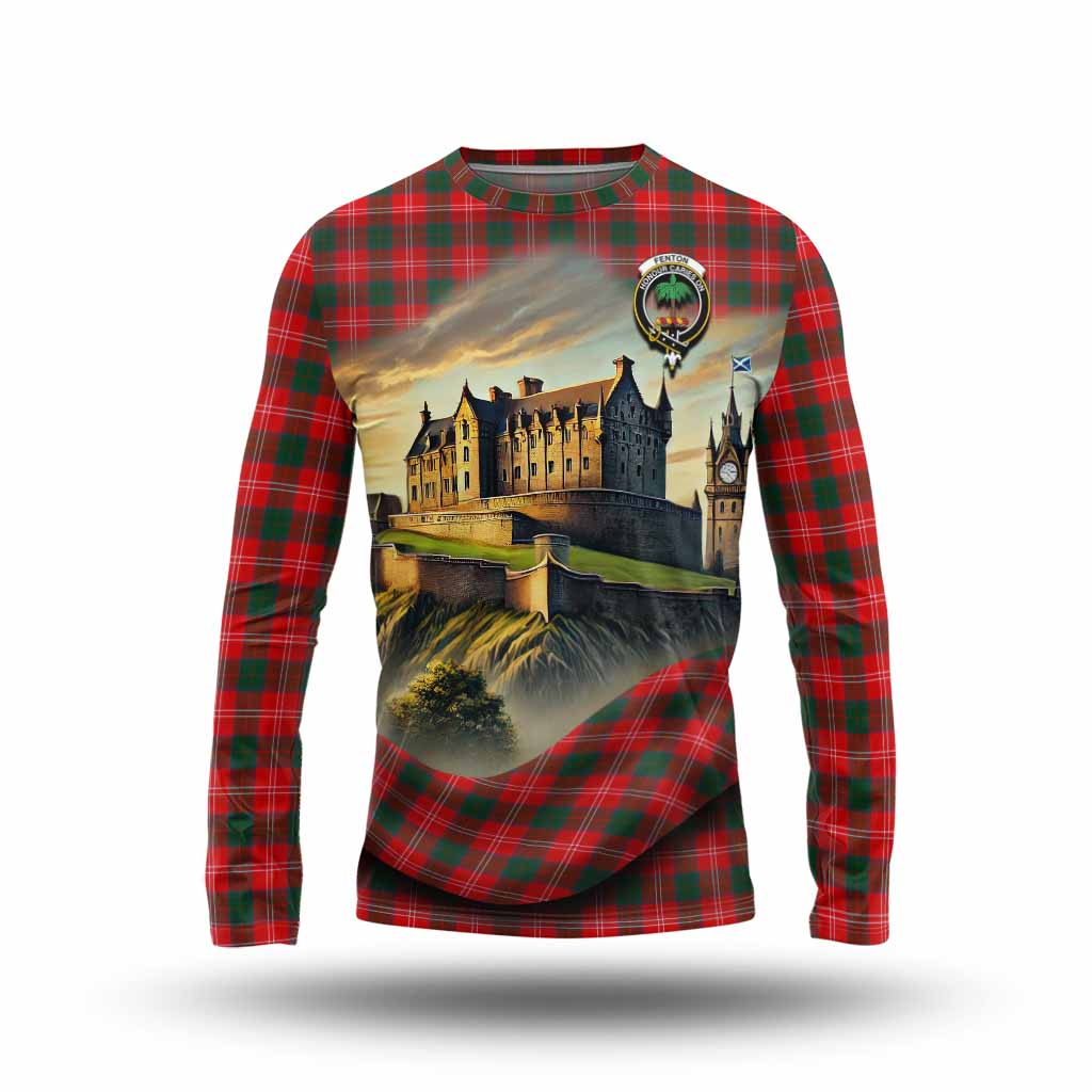 Fenton Tartan Family Crest Long Sleeve T-Shirt with Scottish Ancient Castle Style Unisex - Tartan Vibes Clothing