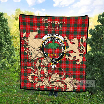 Tartan Vibes Clothing Fenton Tartan Quilt with Family Crest and Scottish Symbol Style