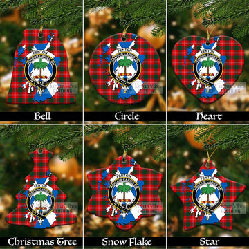 Fenton Tartan Christmas Ceramic Ornaments with Family Crest and Scotland Map Ceramic - Tartan Vibes Clothing